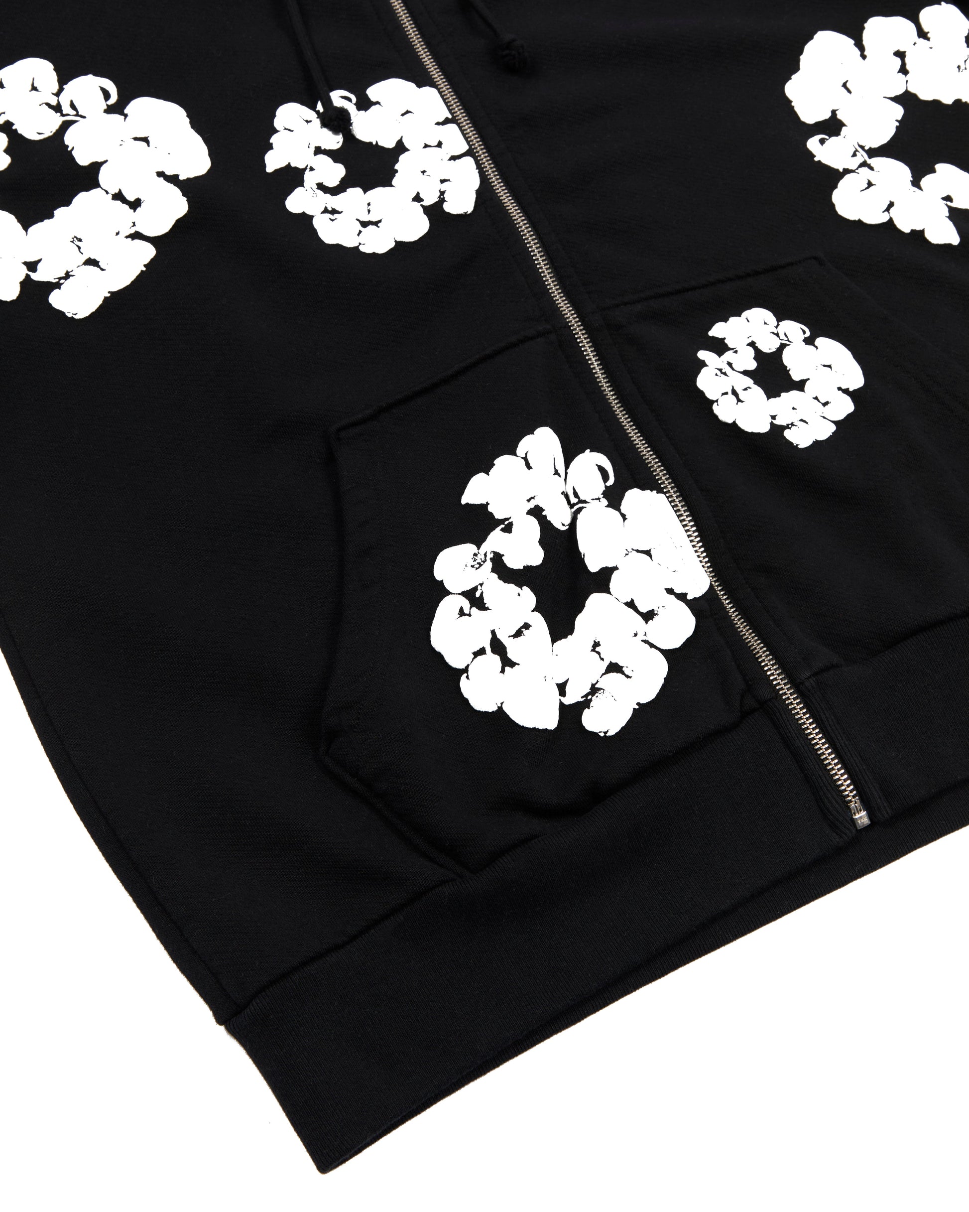 Cotton Wreath Zip Hoodie Black – view 3