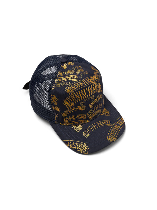 DT Stamp Pattern Trucker Hat Navy