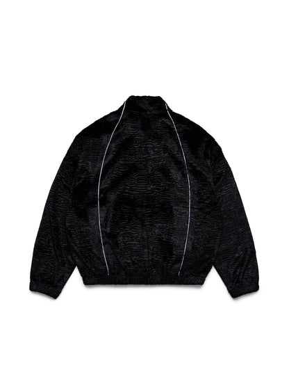Faux Astrakhan Track Jacket Black