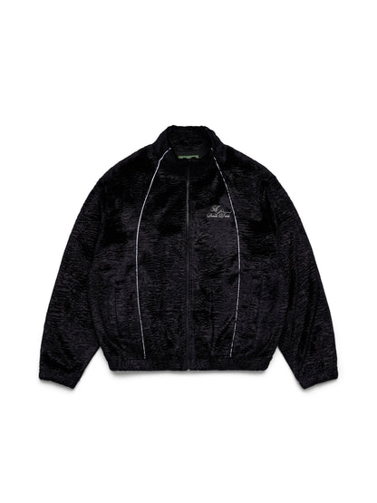 Faux Astrakhan Track Jacket Black