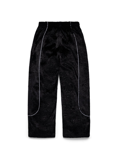 Faux Astrakhan Track Pant Black