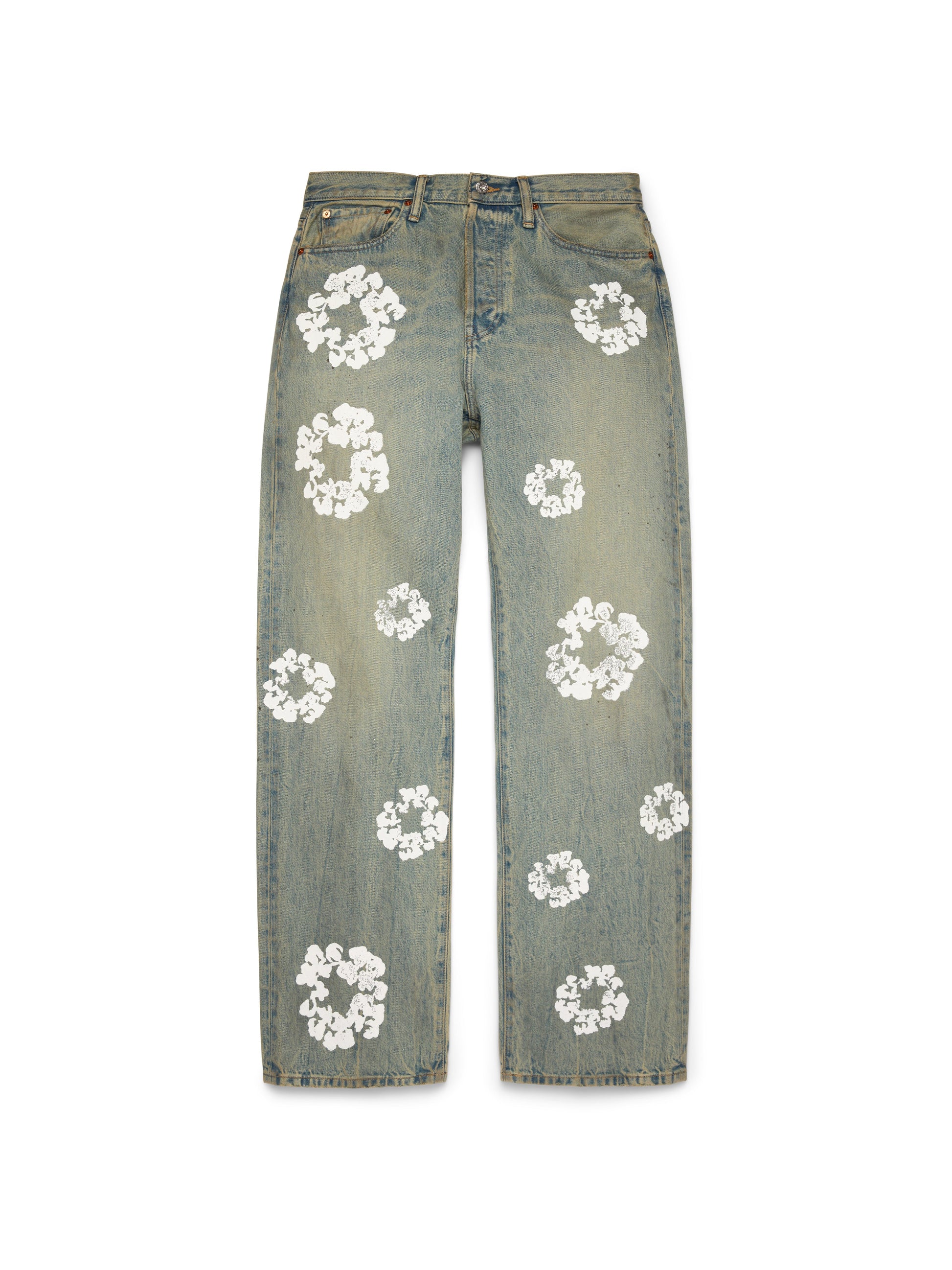 Baggy Cotton Wreath Denim Pant Dirty Wash