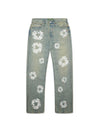 Baggy Studded Cotton Wreath Denim Pant Dirty Wash