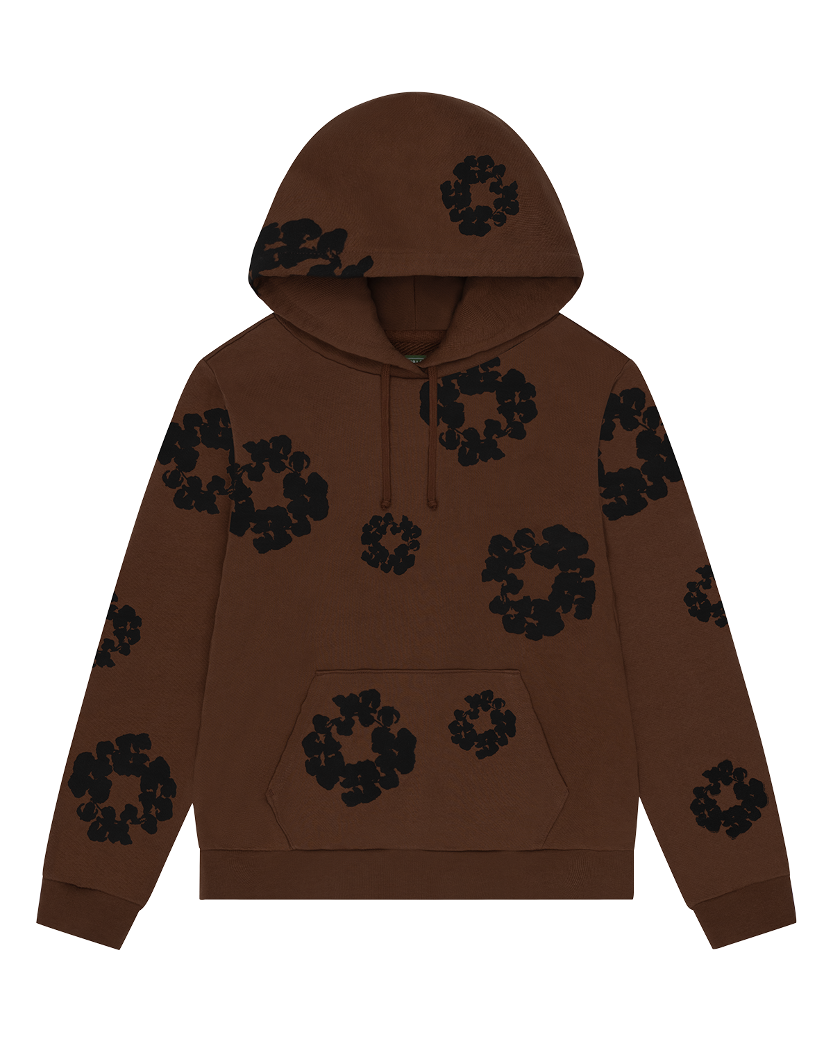 Black Cotton Wreath Hoodie Brown