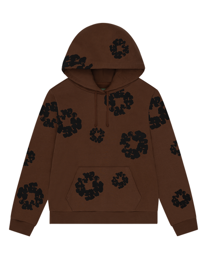 Black Cotton Wreath Hoodie Brown