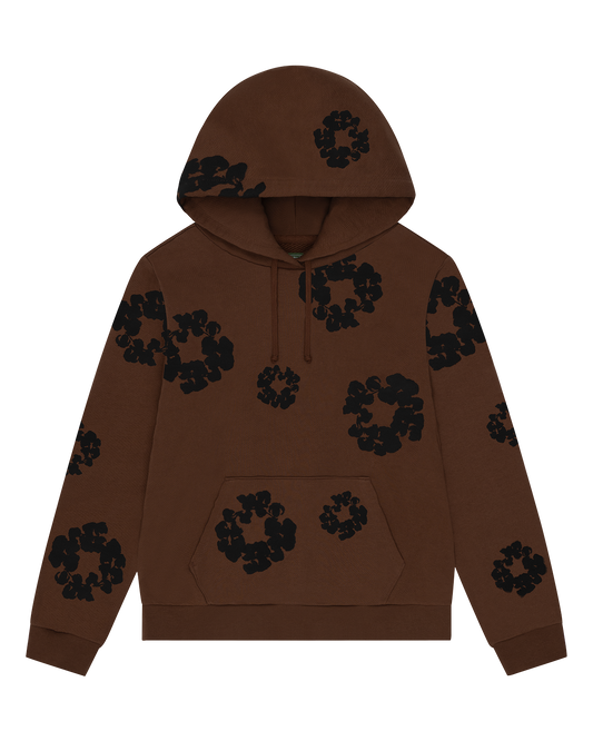 Black Cotton Wreath Hoodie Brown