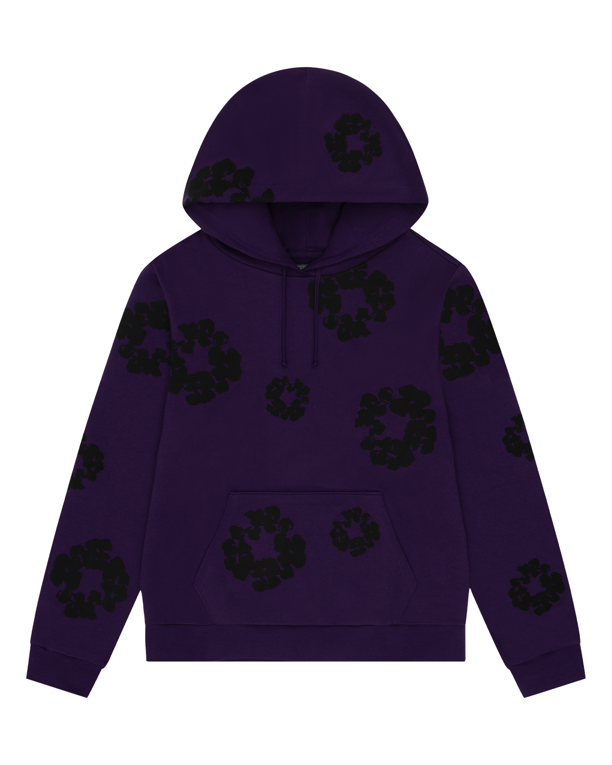 Black Cotton Wreath Hoodie Purple