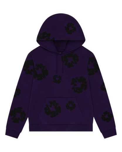 Black Cotton Wreath Hoodie Purple