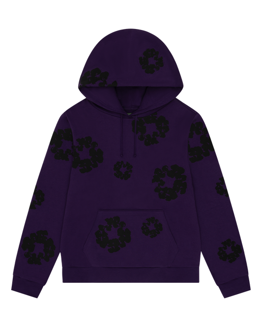Black Cotton Wreath Hoodie Purple