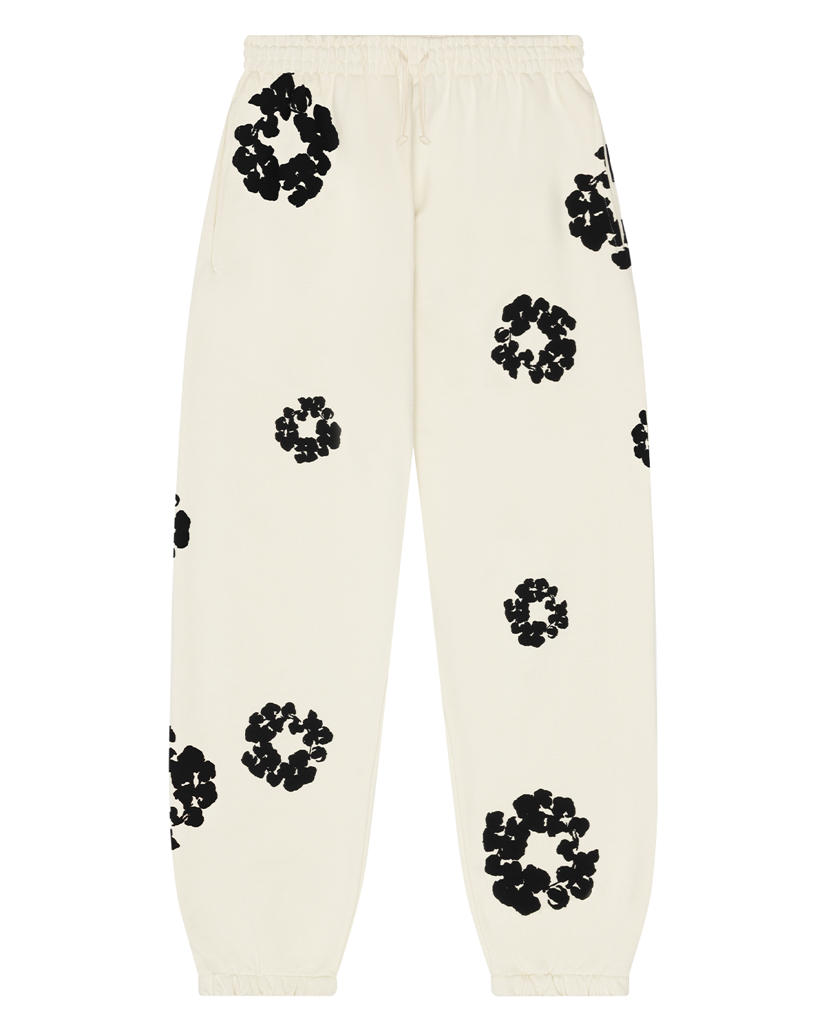 Black Cotton Wreath Sweatpants Oatmeal