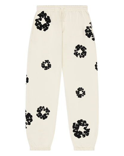 Black Cotton Wreath Sweatpants Oatmeal