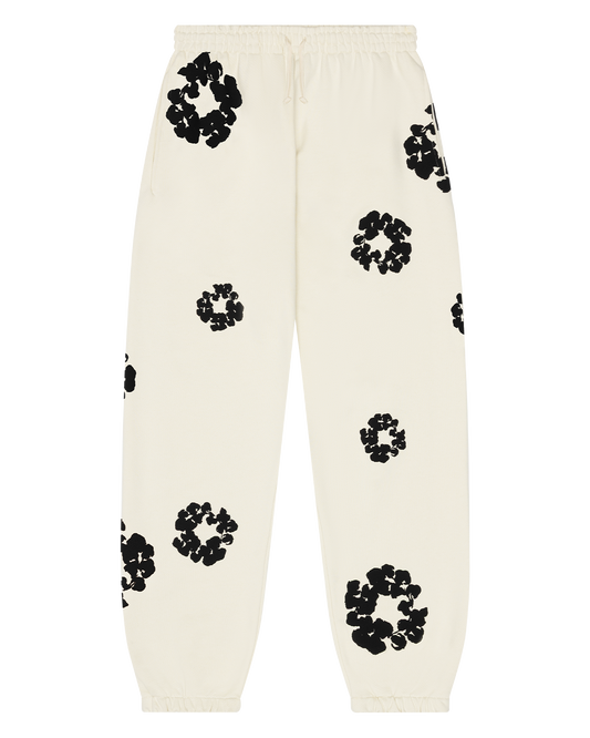 Black Cotton Wreath Sweatpants Oatmeal