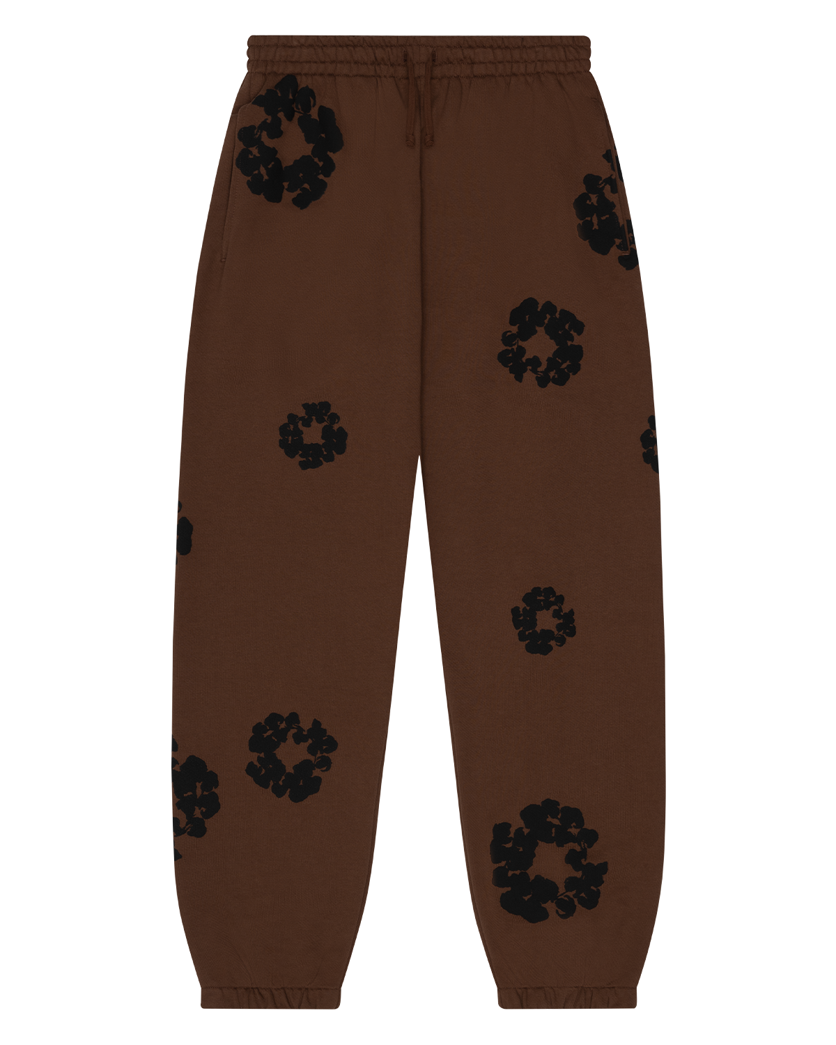Black Cotton Wreath Sweatpants Brown