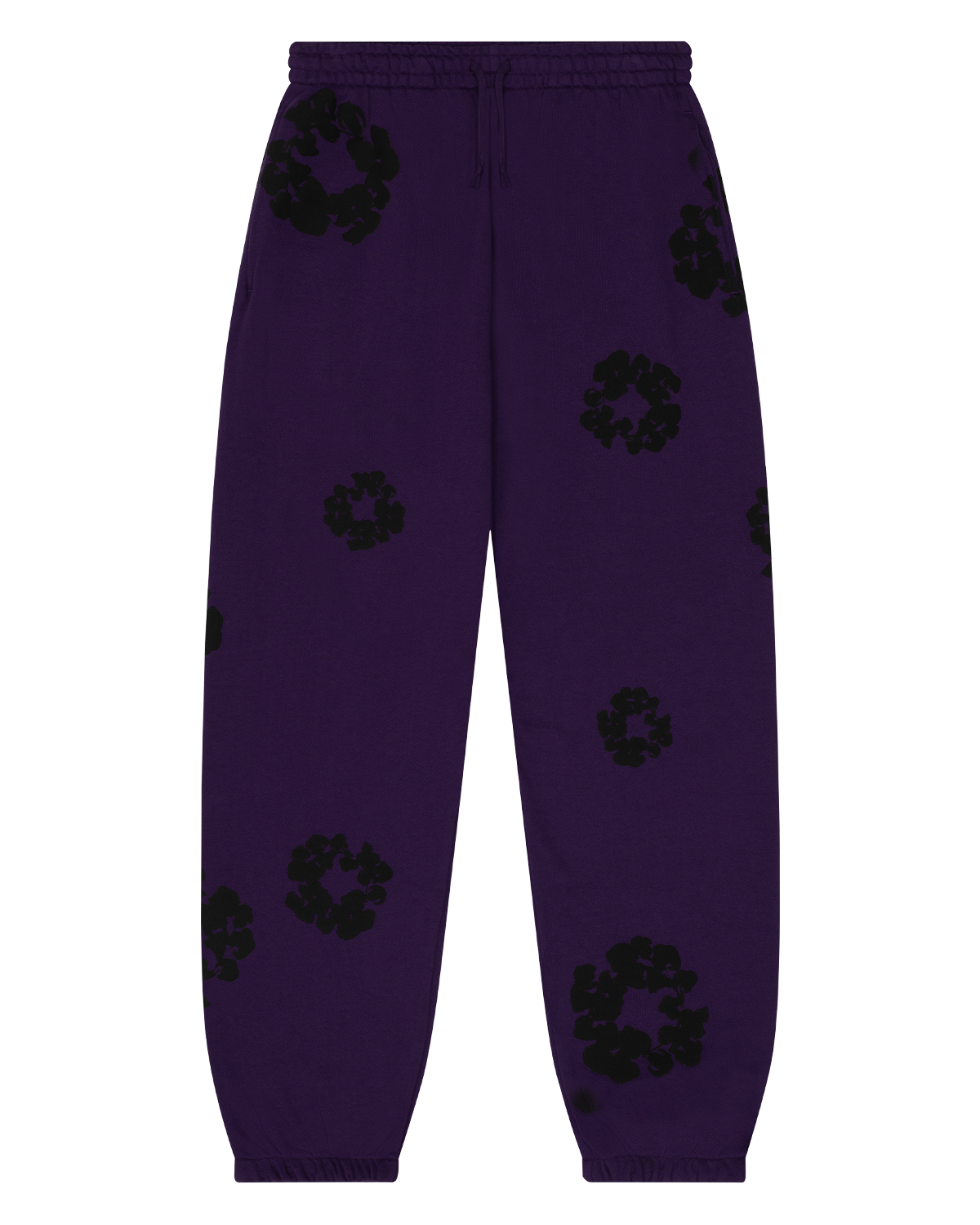 Black Cotton Wreath Sweatpants Purple