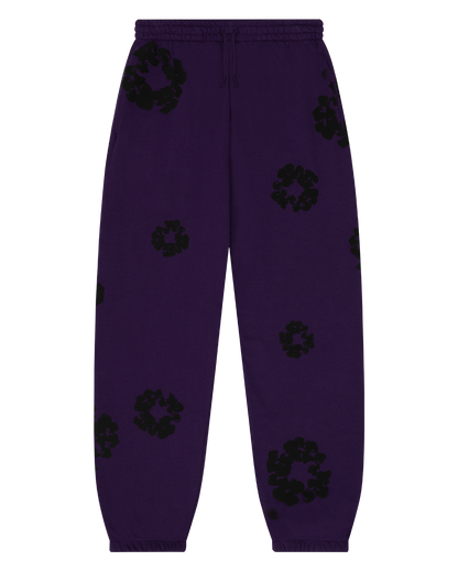 Black Cotton Wreath Sweatpants Purple