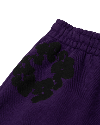 Black Cotton Wreath Sweatpants Purple – view 3