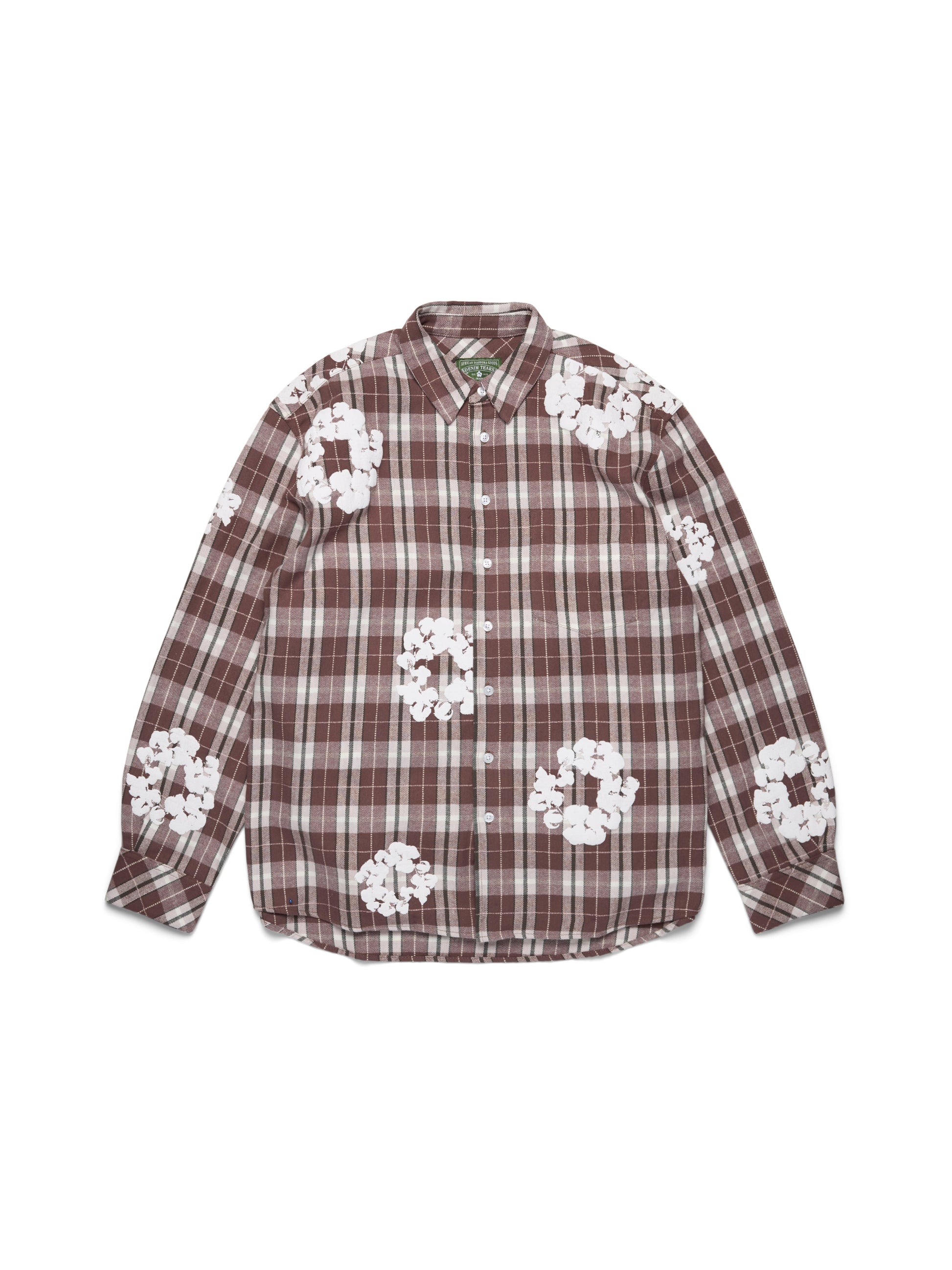 Cotton Wreath Flannel Shirt Brown Plaid