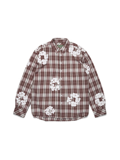 Cotton Wreath Flannel Shirt Brown Plaid