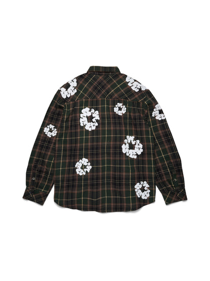 Cotton Wreath Flannel Shirt Green Plaid – view 2