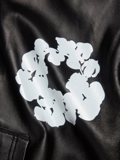 Leather Cotton Wreath Jacket Black – view 3