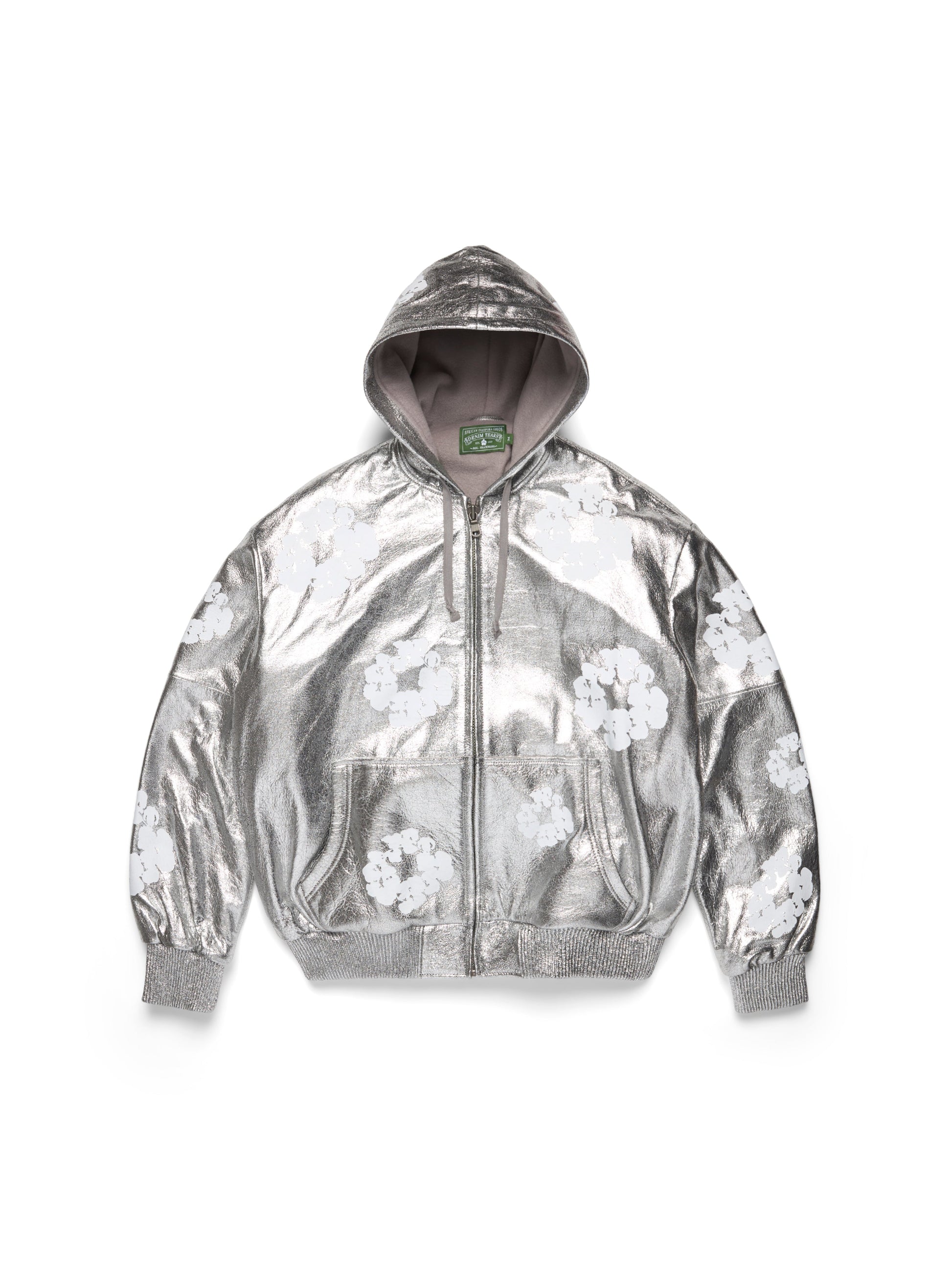 Leather Cotton Wreath Jacket Silver