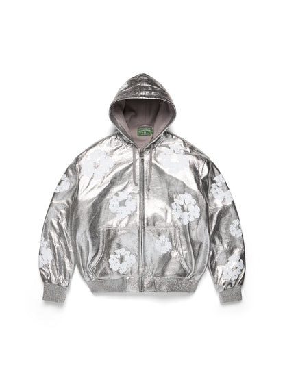Leather Cotton Wreath Jacket Silver