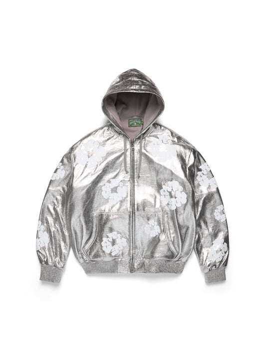 Leather Cotton Wreath Jacket Silver