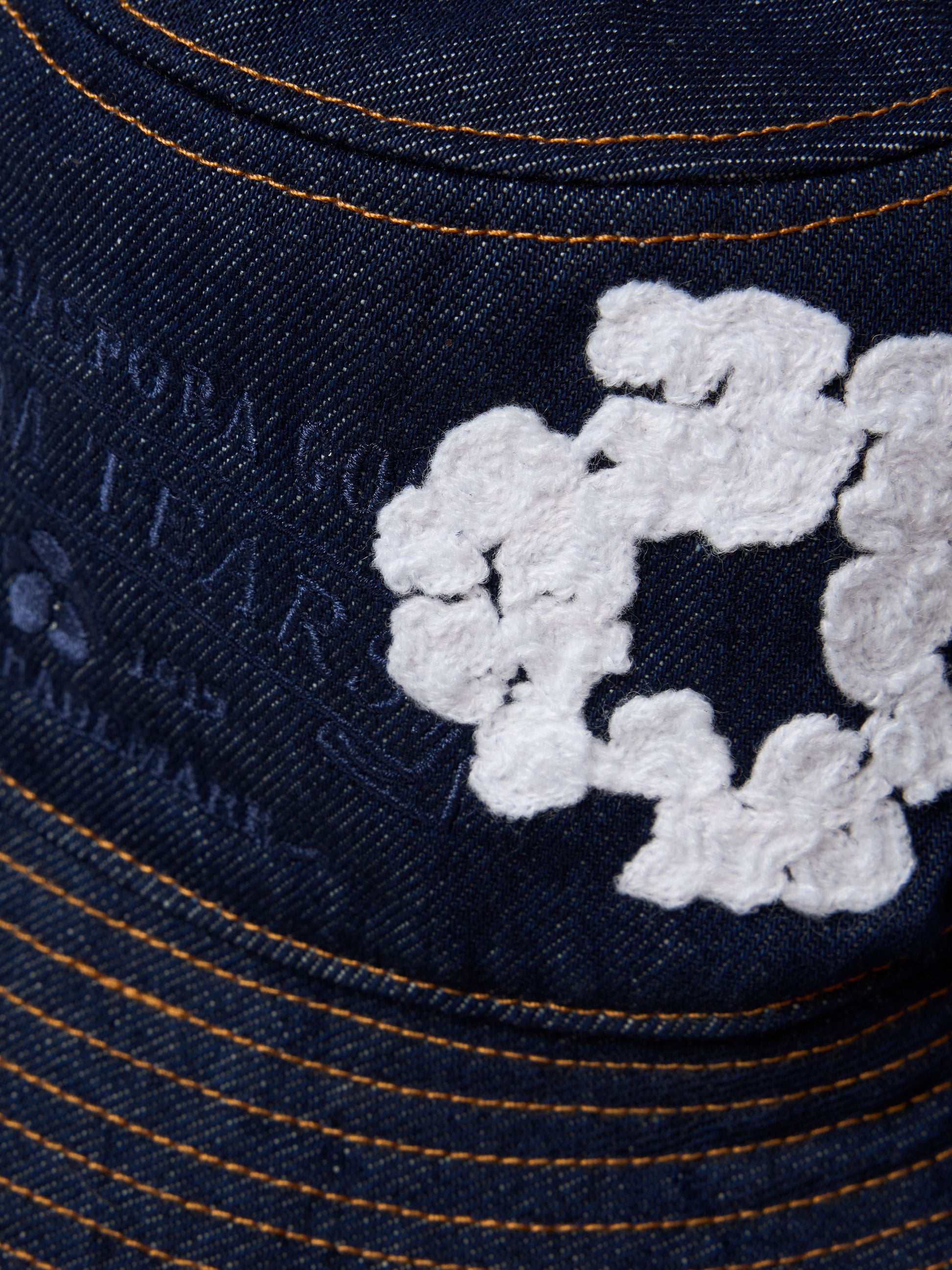 Denim Cotton Wreath Bucket Hat Washed Indigo – view 3