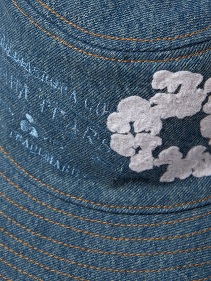 Denim Cotton Wreath Bucket Hat Light Wash – view 3