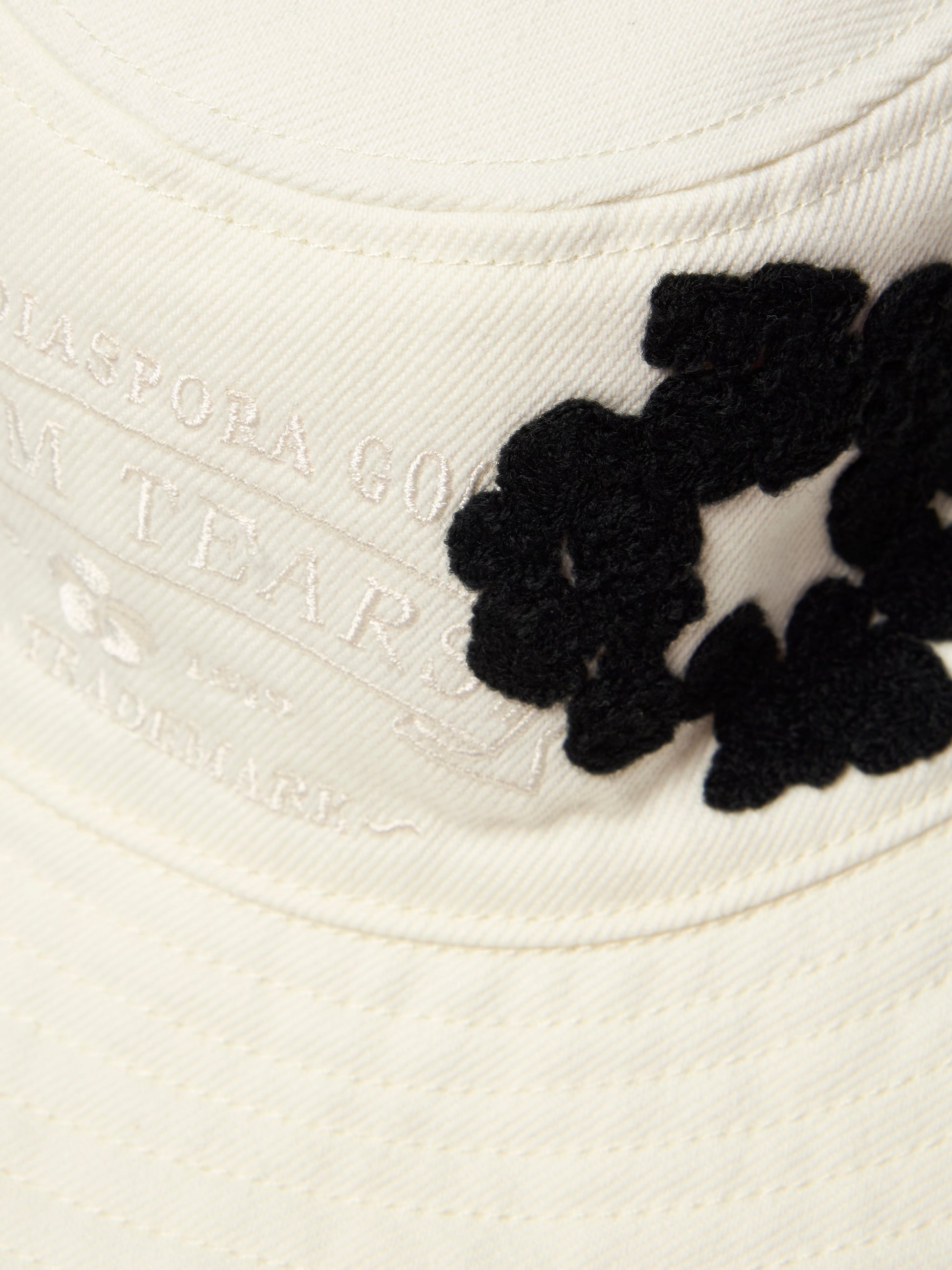 Denim Cotton Wreath Bucket Hat White – view 3