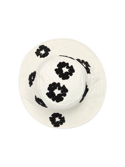 Denim Cotton Wreath Bucket Hat White – view 2