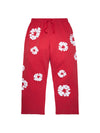 Cotton Wreath Baggy Sweatpants Red