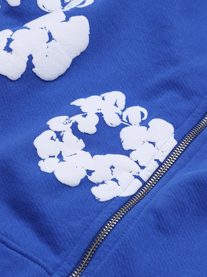 Cotton Wreath Zip Hoodie Blue – view 3