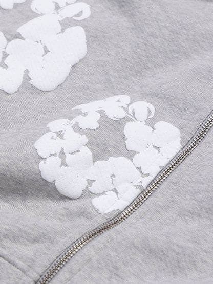 Cotton Wreath Zip Hoodie Grey – view 3