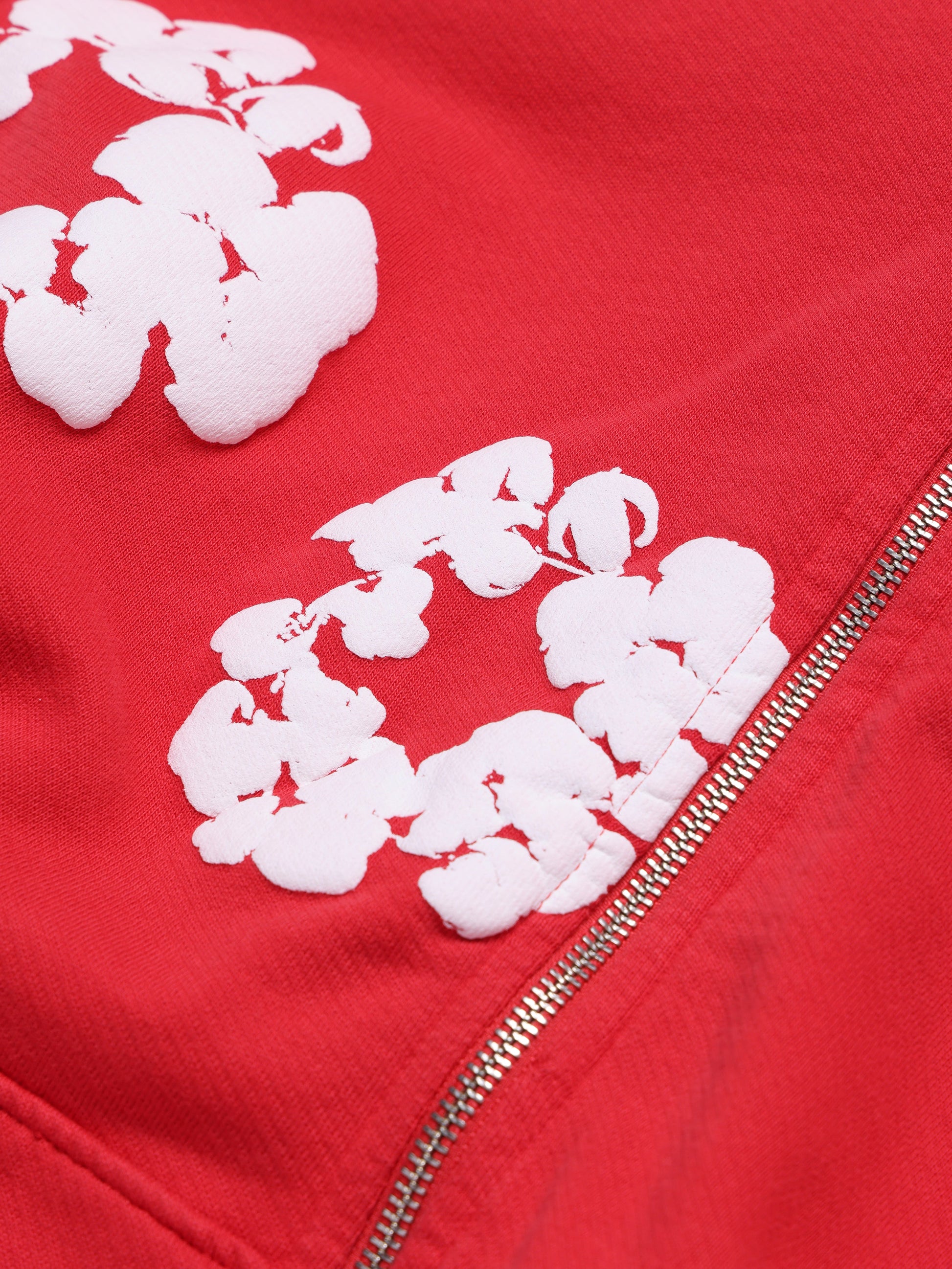 Cotton Wreath Zip Hoodie Red – view 3