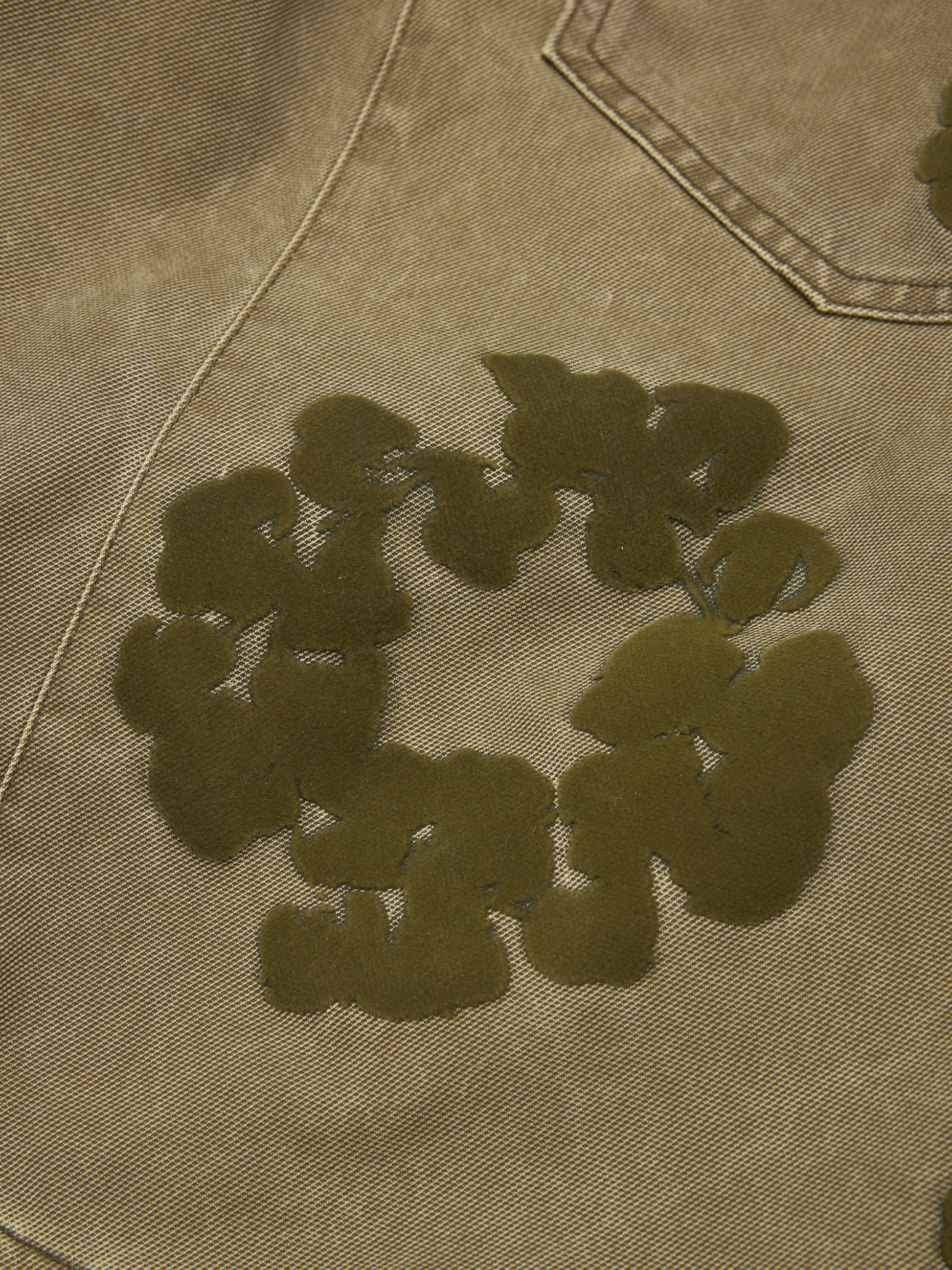 Cotton Wreath Flocked Short Khaki – view 3