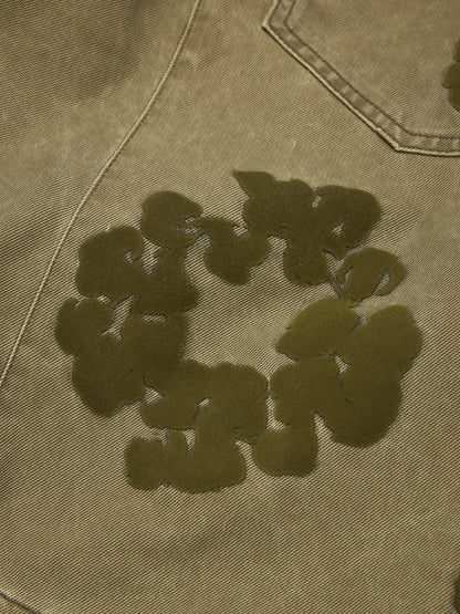 Cotton Wreath Flocked Short Khaki – view 3