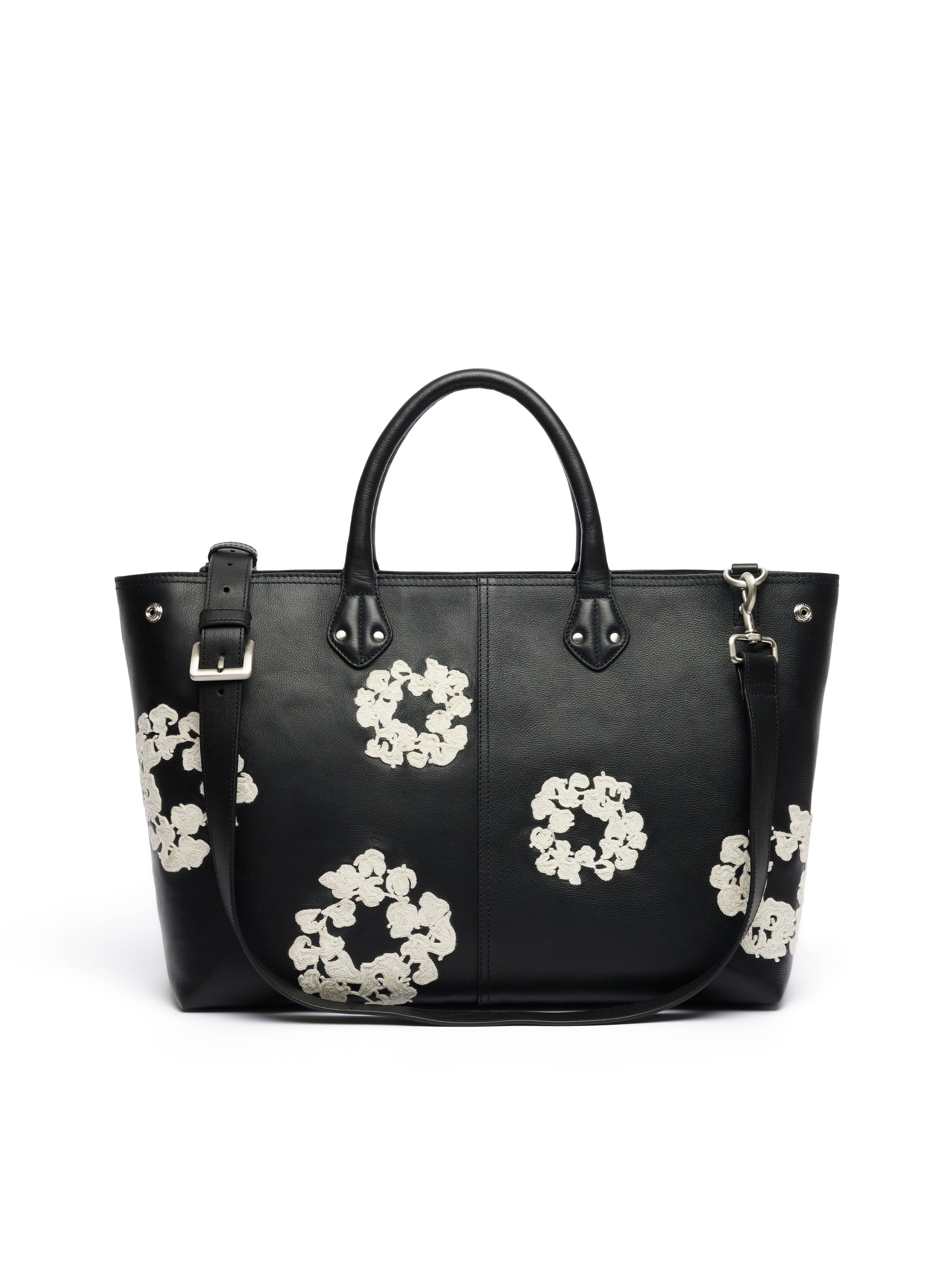 Cotton Wreath Leather Bag Large