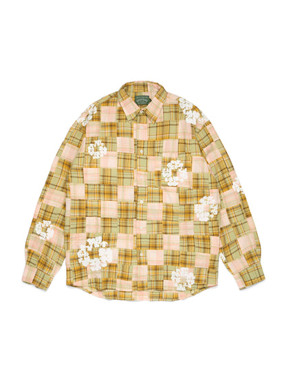 Cotton Wreath Madras Long Sleeve Button Up