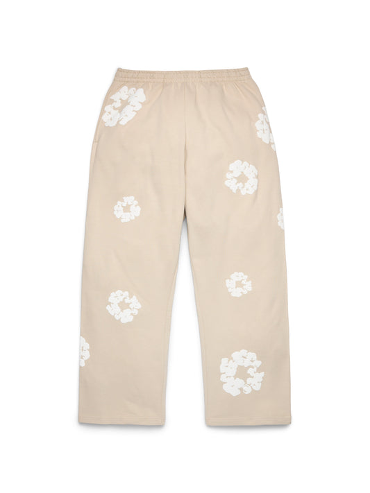 Cotton Wreath Baggy Sweatpants Cream
