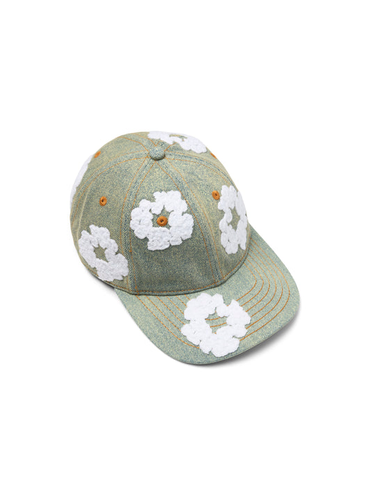 Cotton Wreath Raw Denim Cap Dirty Wash