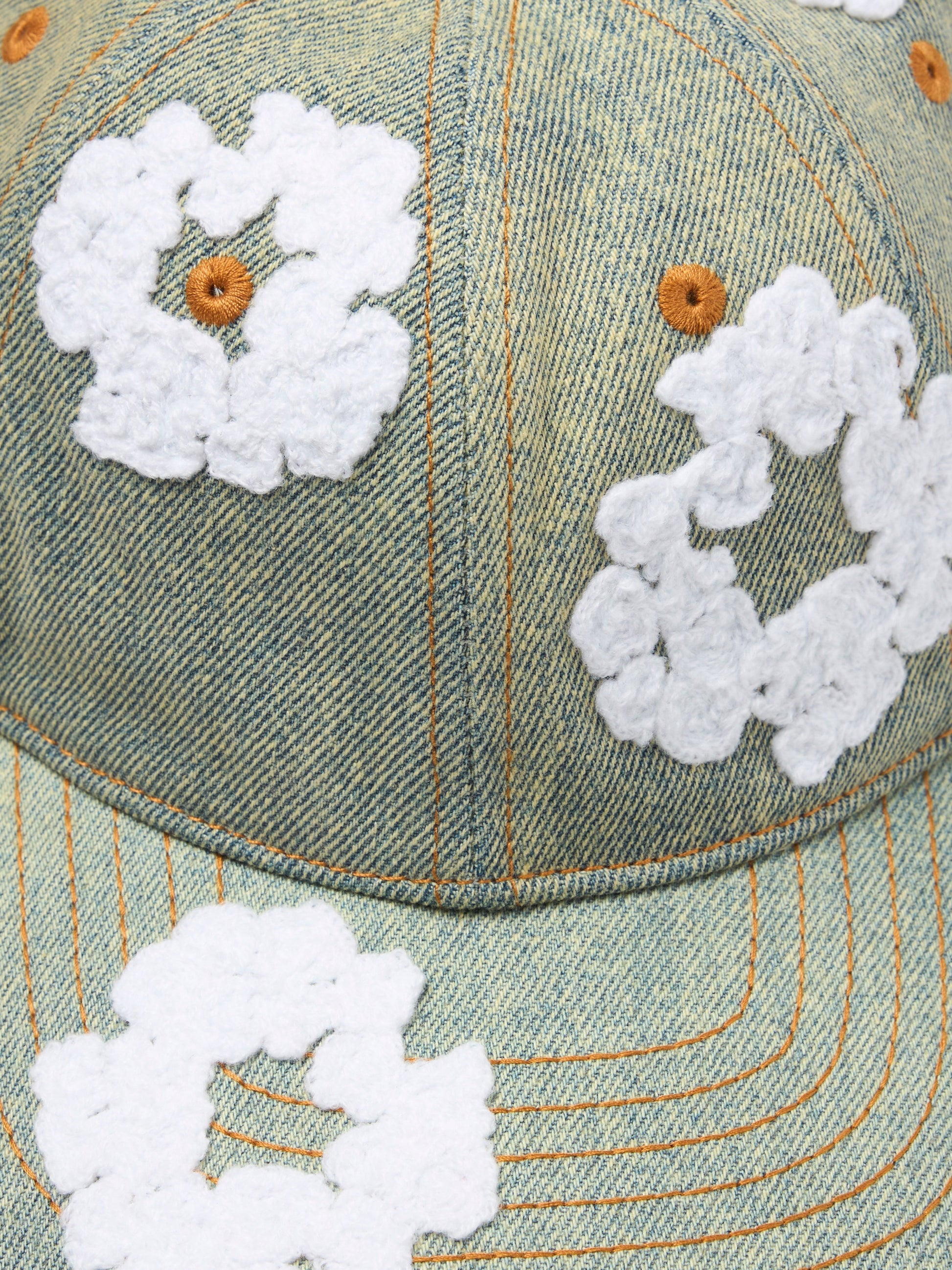 Cotton Wreath Raw Denim Cap Dirty Wash – view 3