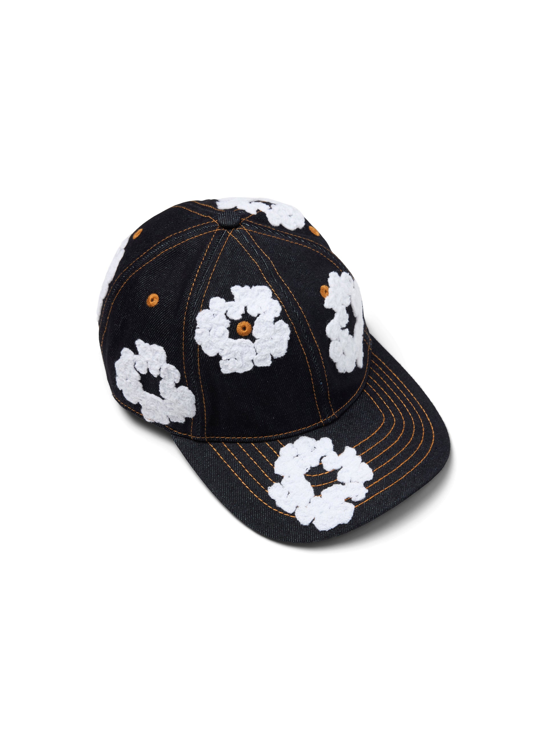 Cotton Wreath Raw Denim Cap Washed Indigo