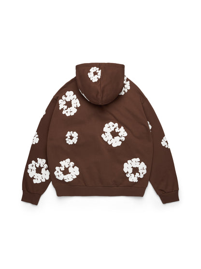 Cotton Wreath Zip Hoodie Dark Brown – view 2
