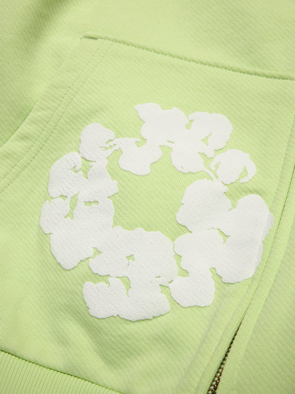 Cotton Wreath Zip Hoodie Mint – view 3