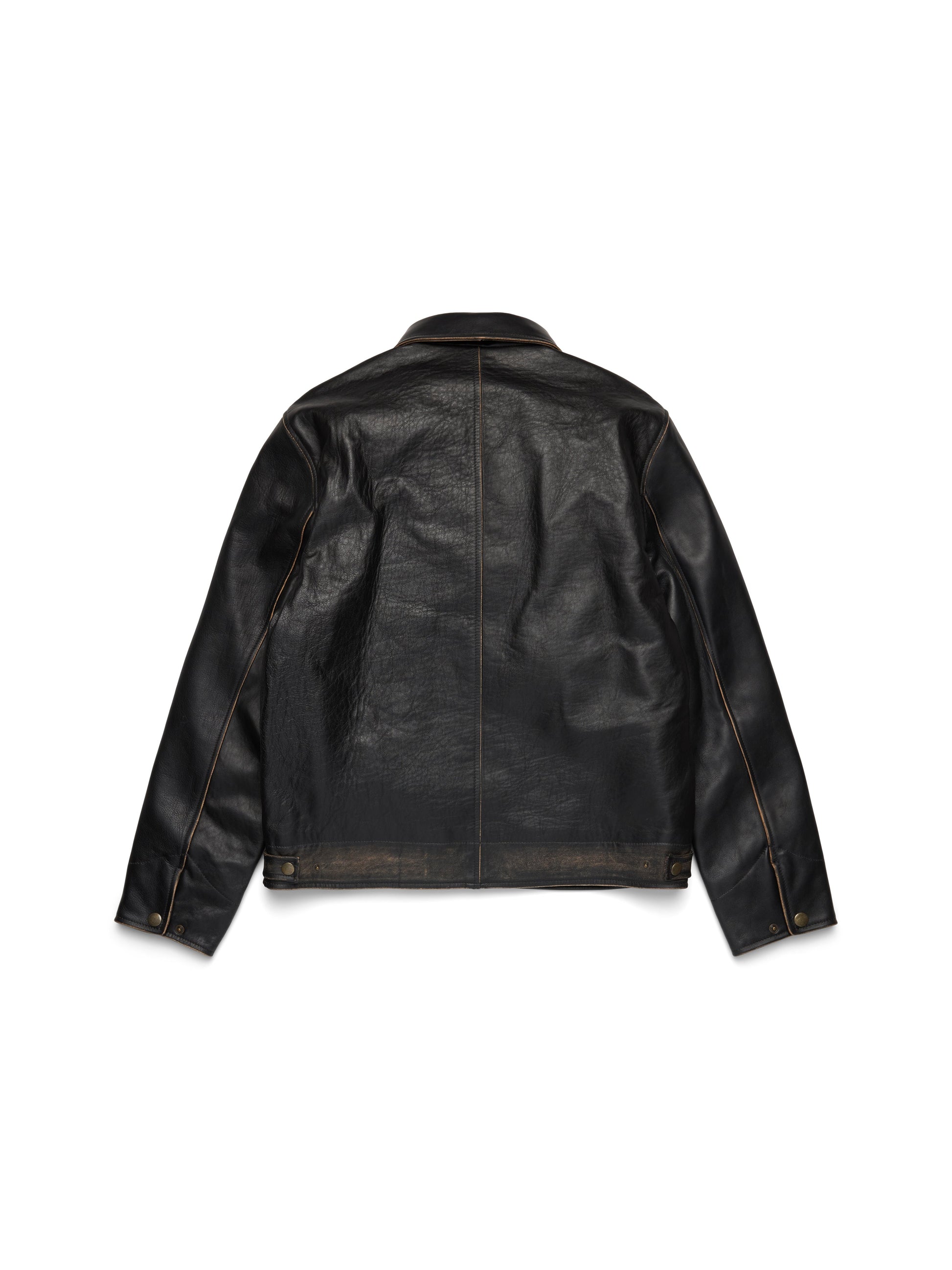 Libertas Crest Leather Jacket Washed Black – view 2