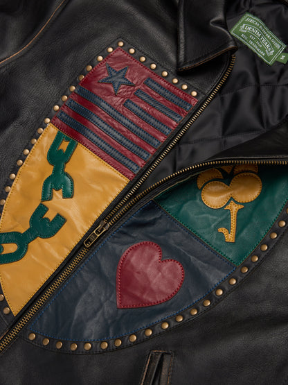 Libertas Crest Leather Jacket Washed Black – view 3