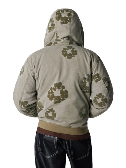 Cotton Wreath Flocked Zip Jacket