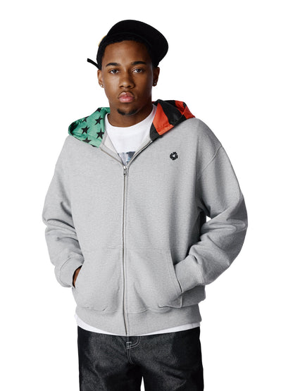 Pan African Peace Wreath Zip Up Hoodie Grey
