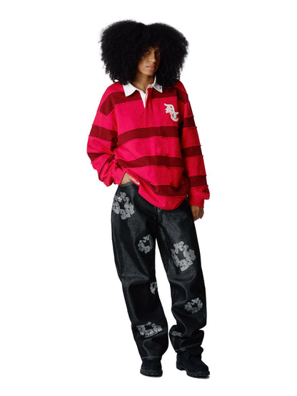 Paneled Rugby Shirt Red